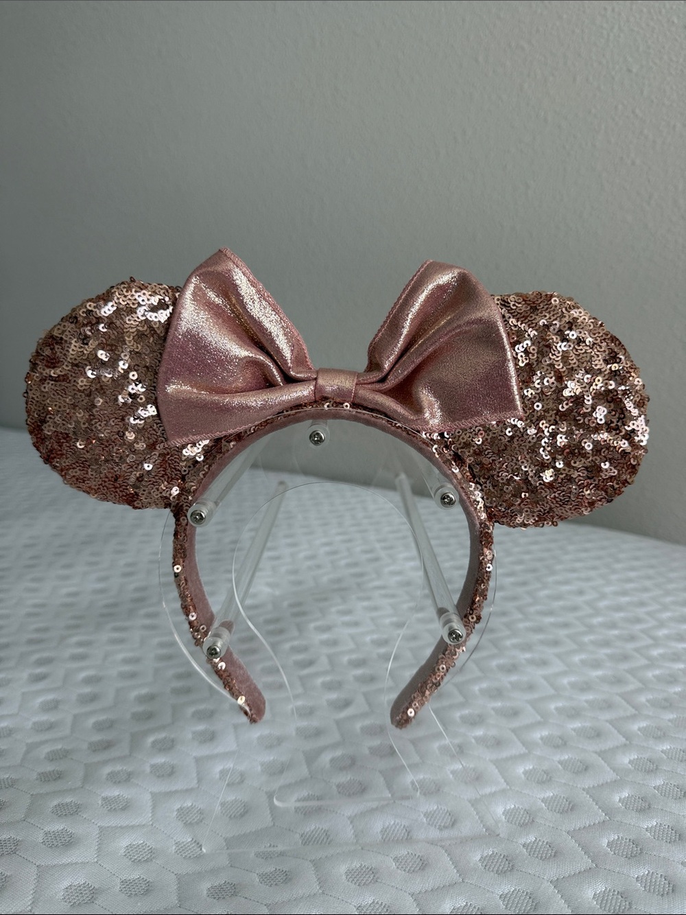 Disney Original Rose Gold Sequin Minnie Ear Headband